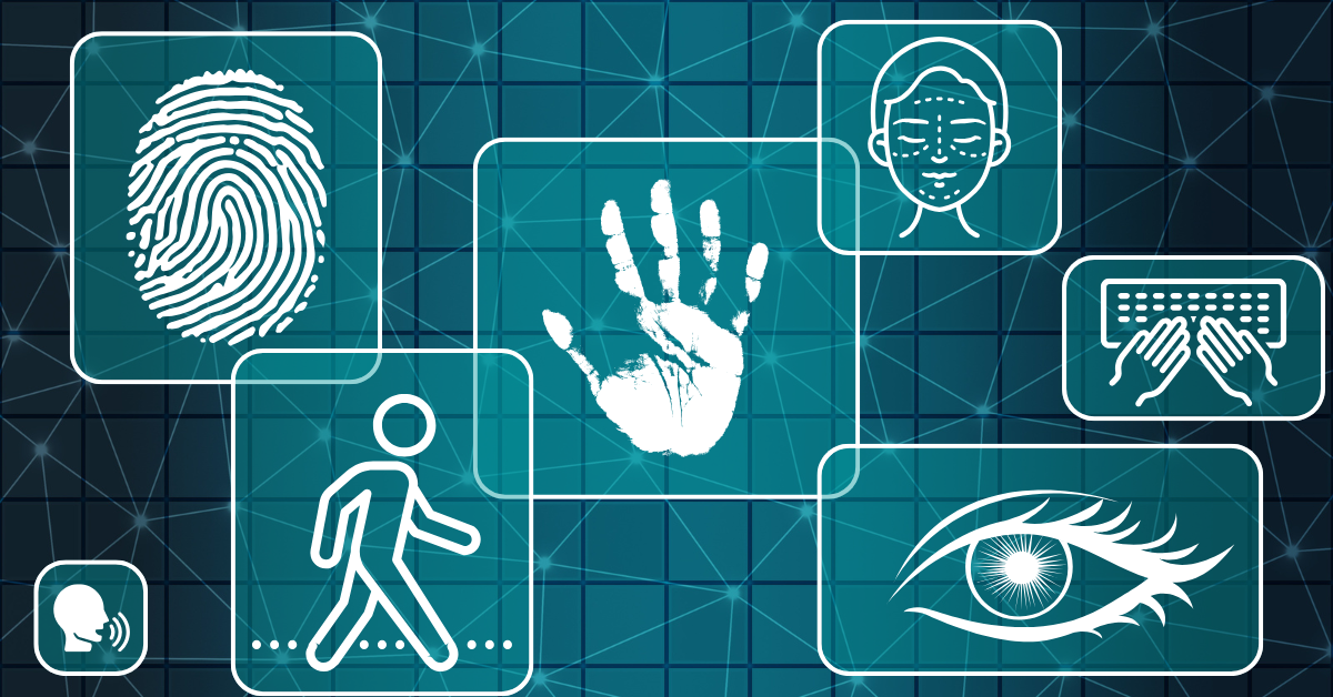 Featured Image. Multi modal biometrics. Icons for th evarious biometric markers.