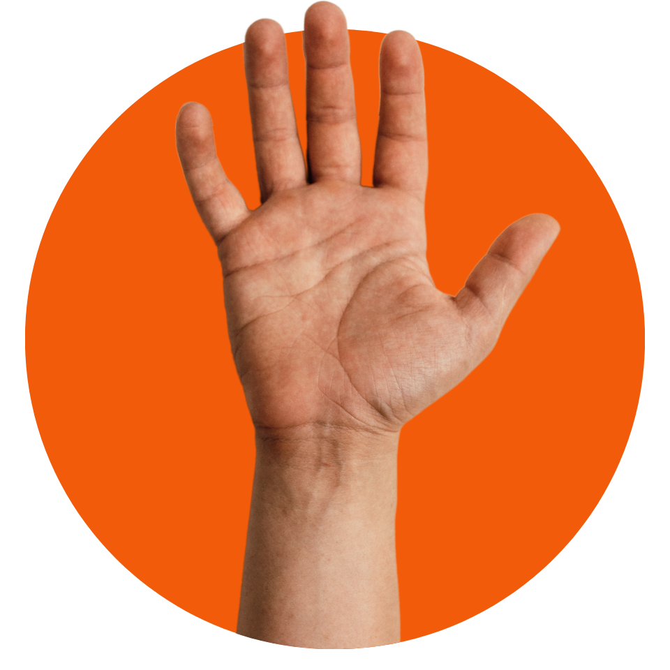 Hand showing all five fingers