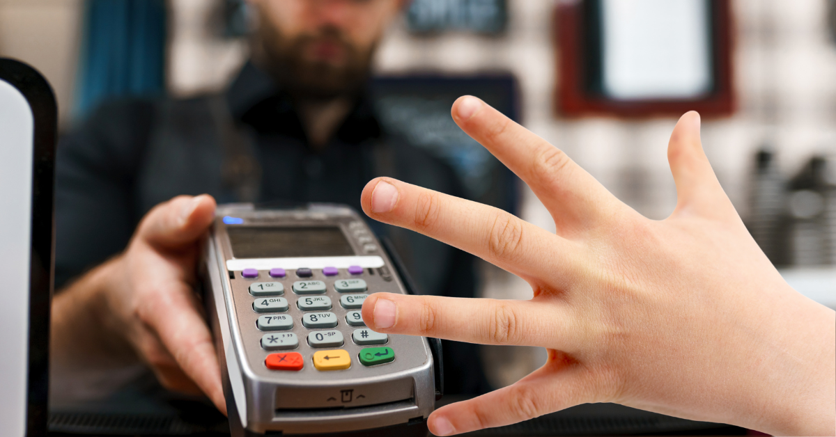 POS device with Palm being used to pay