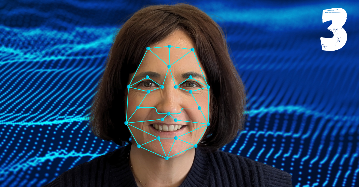 3. Facial Recognition Technology Feature Extraction - A lady's face being scanned