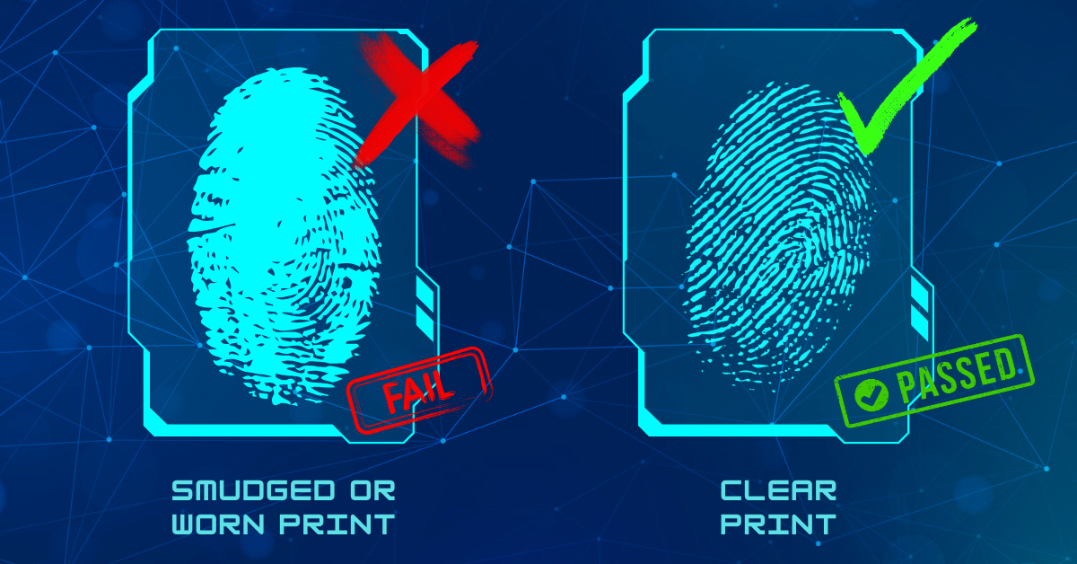 Fingerprint Scanner Best Practices - Picture of a good print vs a bad print