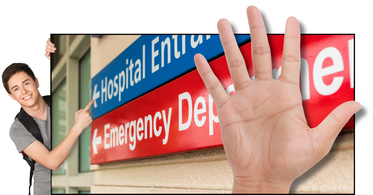 Palm Vein Scanning in Healthcare. Decorative Image of Hospital ER sign
