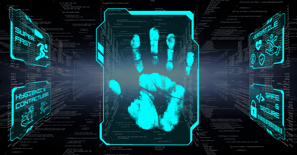 Palm Vein Scanning in Retail - Decorative image, palm print with icons