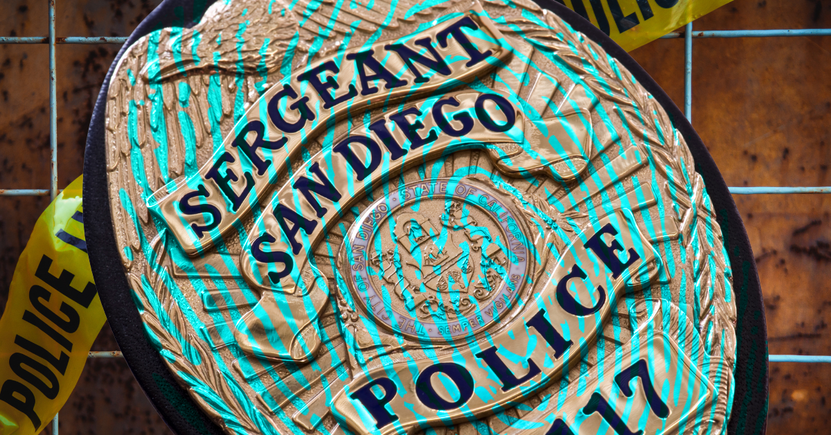 Fingerprints in Law Enforcement. Decorative Image of a Police Badge with a Fingerprint on it.